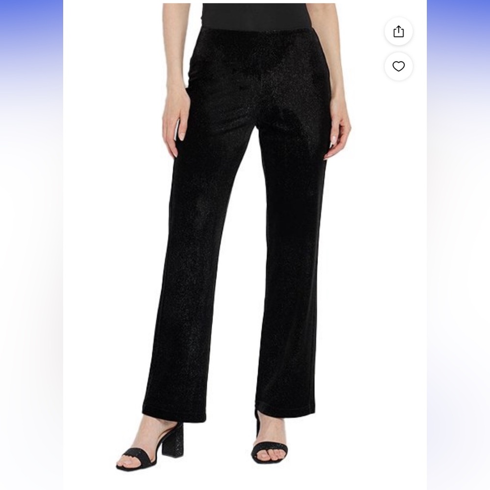 Kenneth Cole faux suede glitter shimmer pants with side stripe in black 8